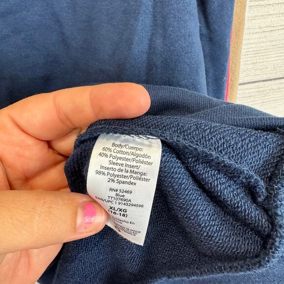 Time & Tru Women's Navy Crew Stripe Sleeve Sweatshirt Size XL - Picture 5 of 6